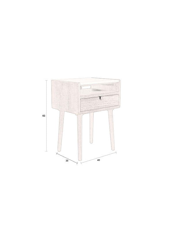 Dutchbone Arda Brown Wood & Travertine Bedside Table